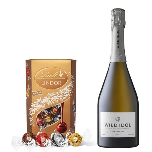 Wild Idol Alcohol Free Sparkling White 75cl With Lindt Lindor Assorted Truffles 200g